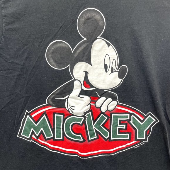 90s Y2K Vintage Disney Black Mickey Mouse Graphic Short Sleeve T-Shirt Mens XL - Picture 3 of 6